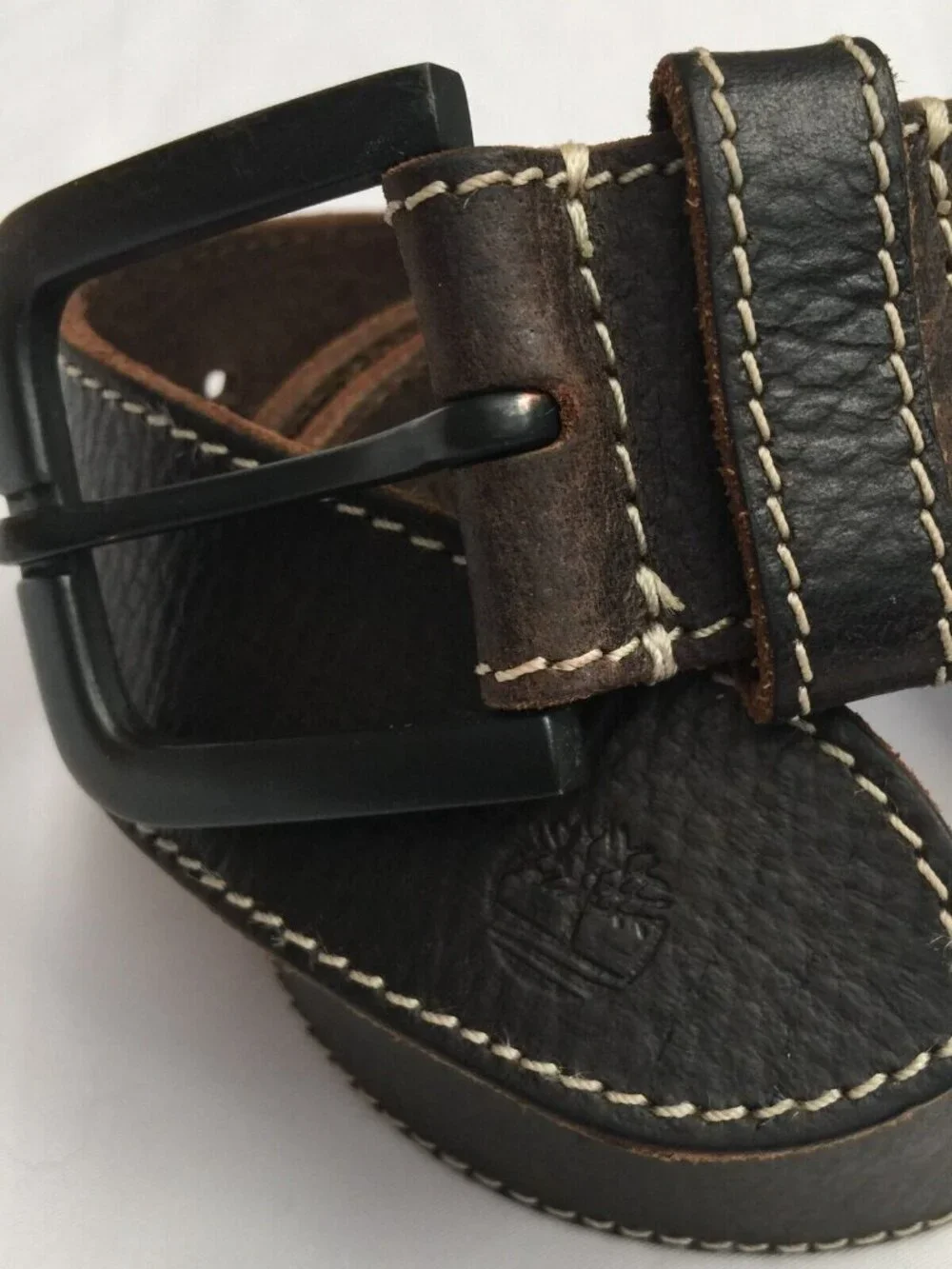 TIMBERLAND LEATHER BELT MENS 34 DARK BROWN 42.25